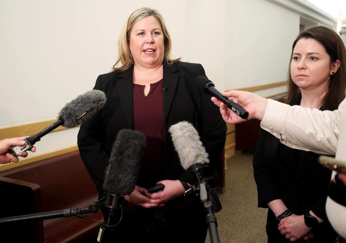 Kim D’Avignon, a Tarrant County prosecutor, talks to media after the conclusion of the capital murder trial of Glen McCurley on Tuesday, Aug. 24, 2021. McCurley changed his plea from not guilty to guilty and received life in prison for the murder of Carla Walker.
